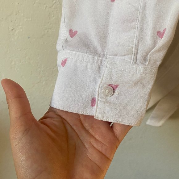 Rails Anthropologie Womens Blouse Crop Val Scribble Heart Size M Button Up White - Picture 8 of 16